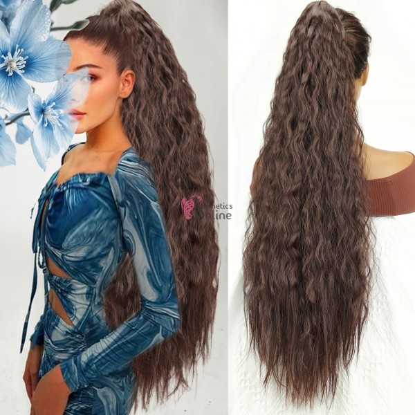 Extensie de par coada ondulata Deep Wave cu cleste 70 cm Cod 1970-233 Castaniu Mixt